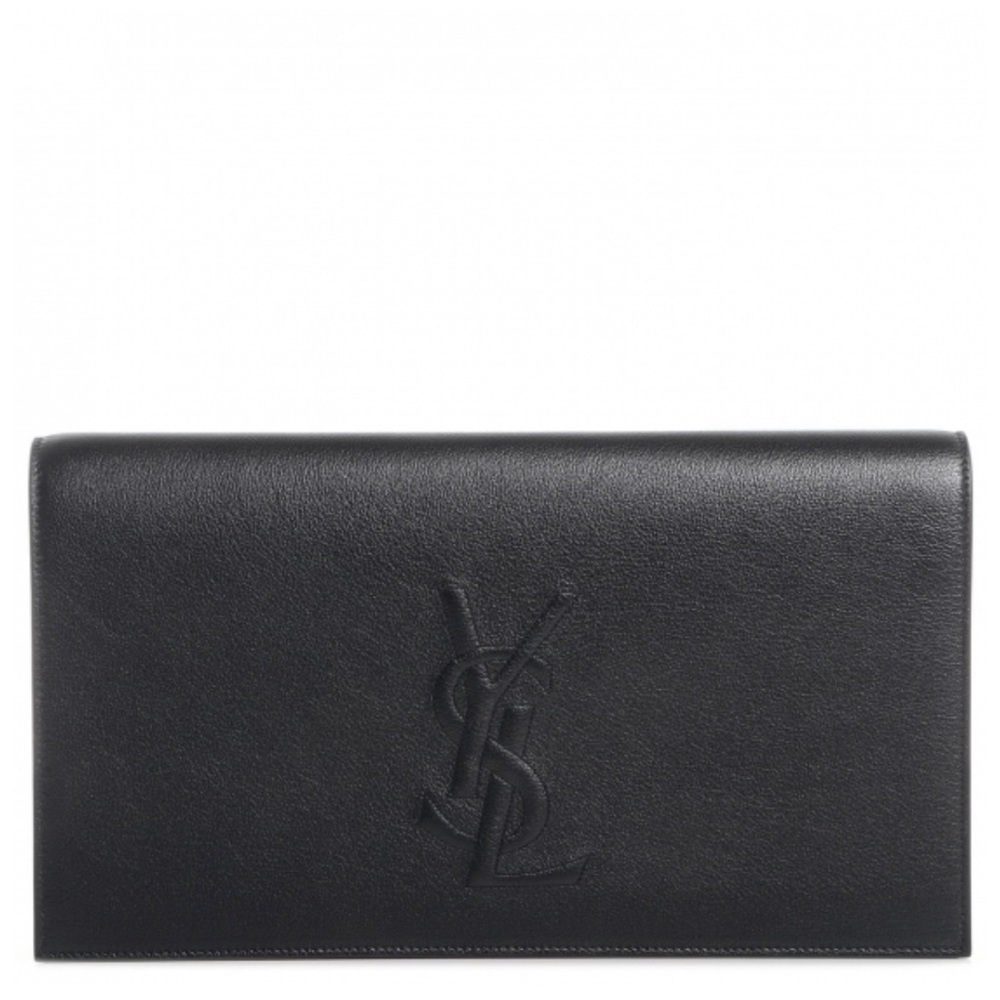 SAINT LAURENT YSL Belle De Jour Leather Black Large Clutch Bag